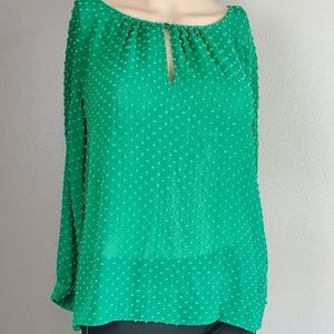 J.Crew Kelly Green Silk and Cotton Peasant…